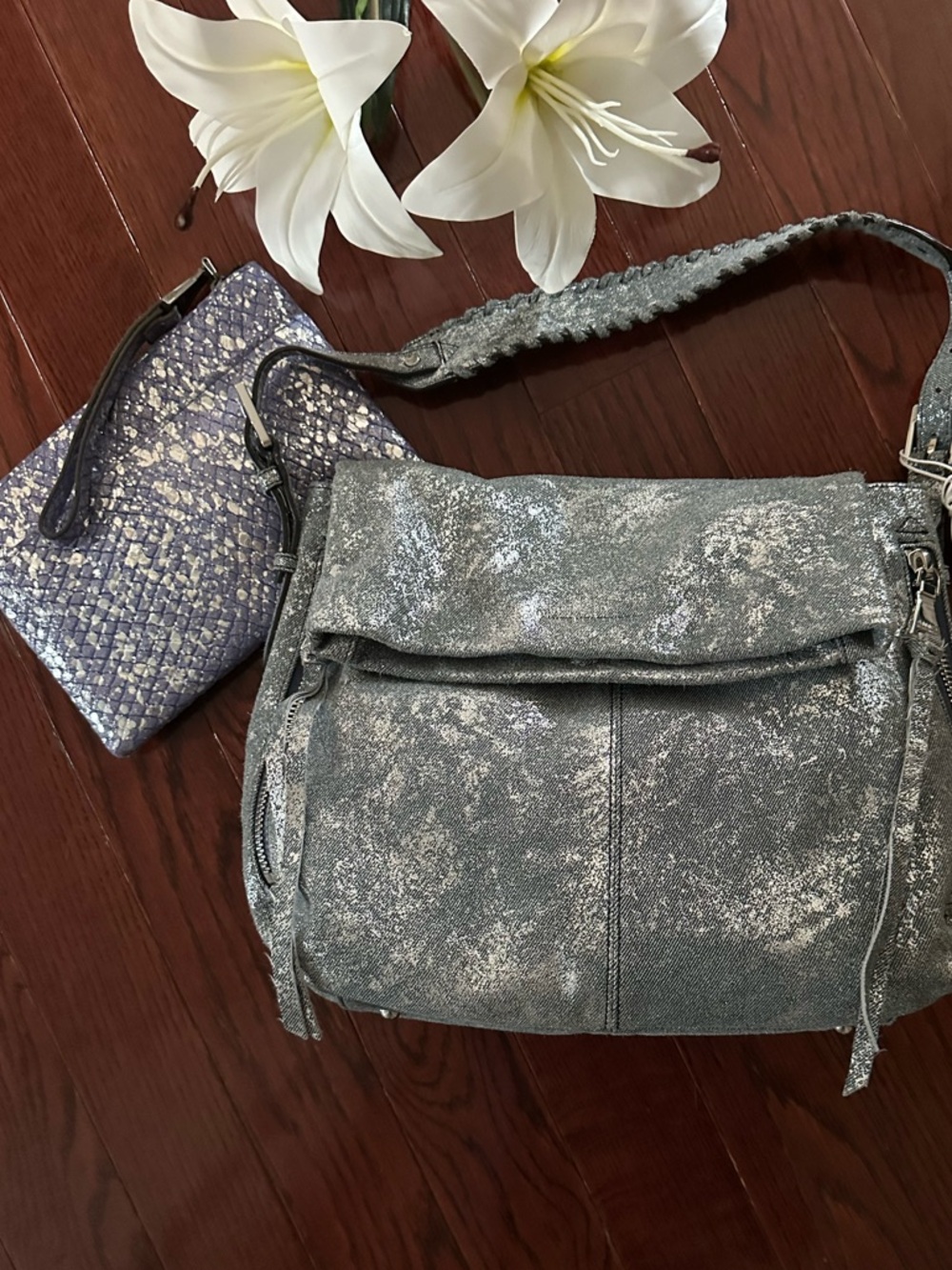 Two Amy Kastenberg bags, genuine, leather Suede Bali Hobo Bag